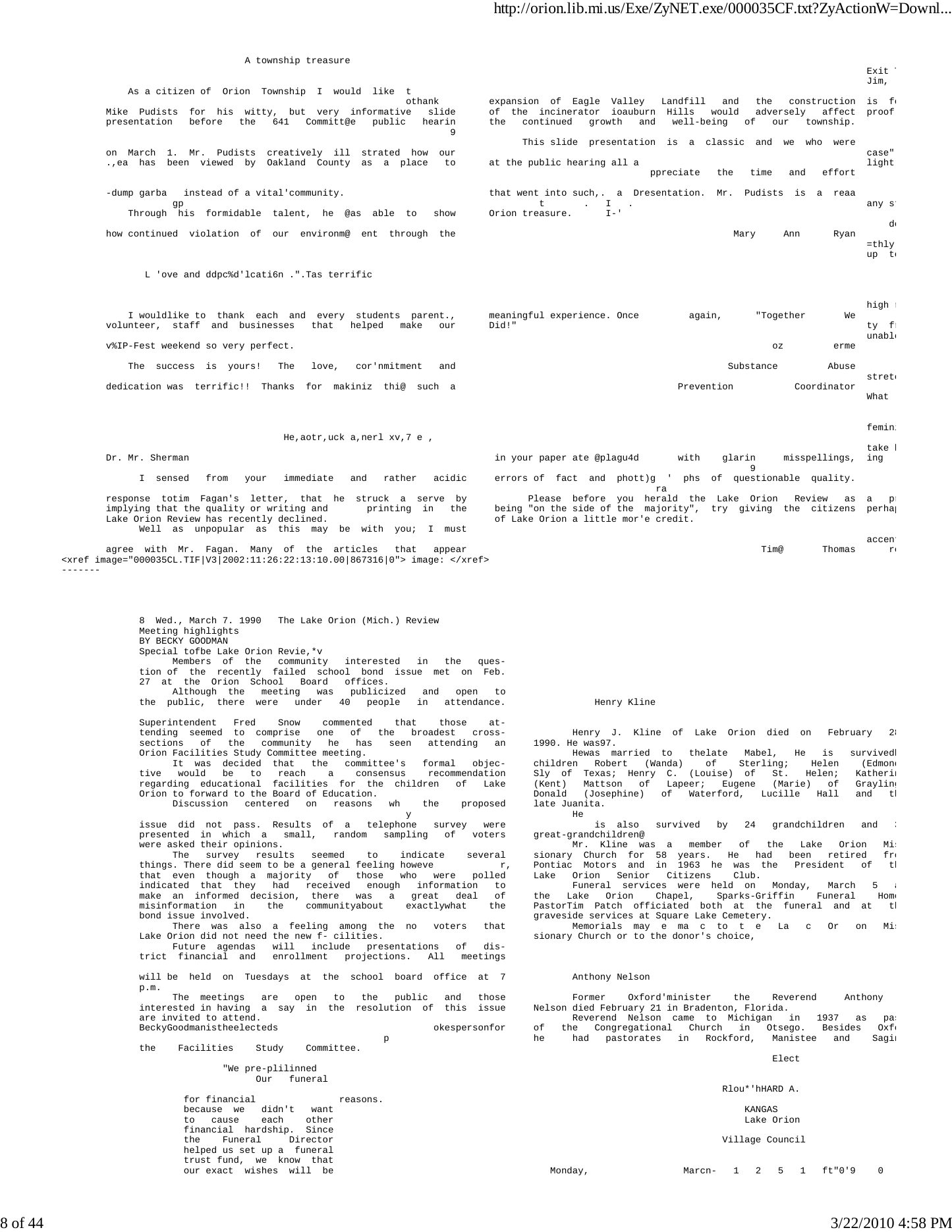 Thumbnail of the The Lake Orion Review (Lake Orion, Mich.) scan
