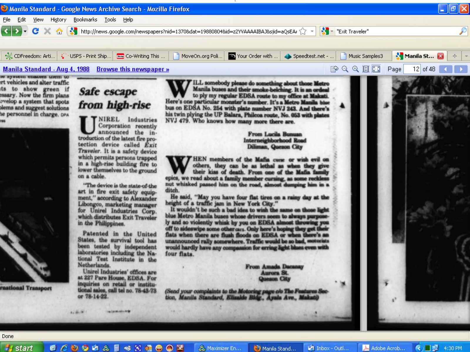Thumbnail of the Manila Standard (Philippines) scan